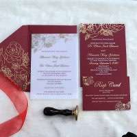 Acrylic Invitation Card Wedding Invitation Card Wine Red Envelope